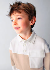 Polo Manga Larga Combinado Beige Mayoral Niño